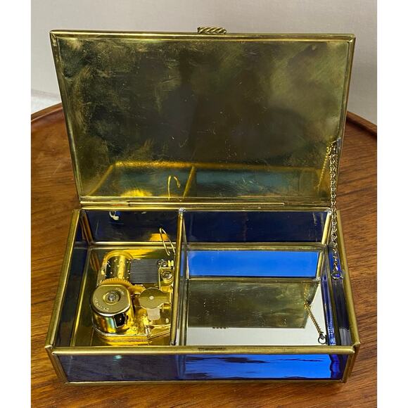 Vintage Enesco Glass Music Box " That's What Friends Are For" Sankyo Japan Works - Picture 5 of 12